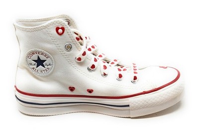 Converse Damen Canvas Schuh Modell A19062C Valentinstag weiß rot Herz