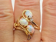 14K Yellow Gold Plated 3CT Oval Cut Natural Fire Opal Vintage Engagement Ring