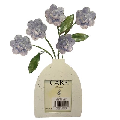 Carr Photo Frame With 5 Metal Purple Flowers Country Chic Cottage Core