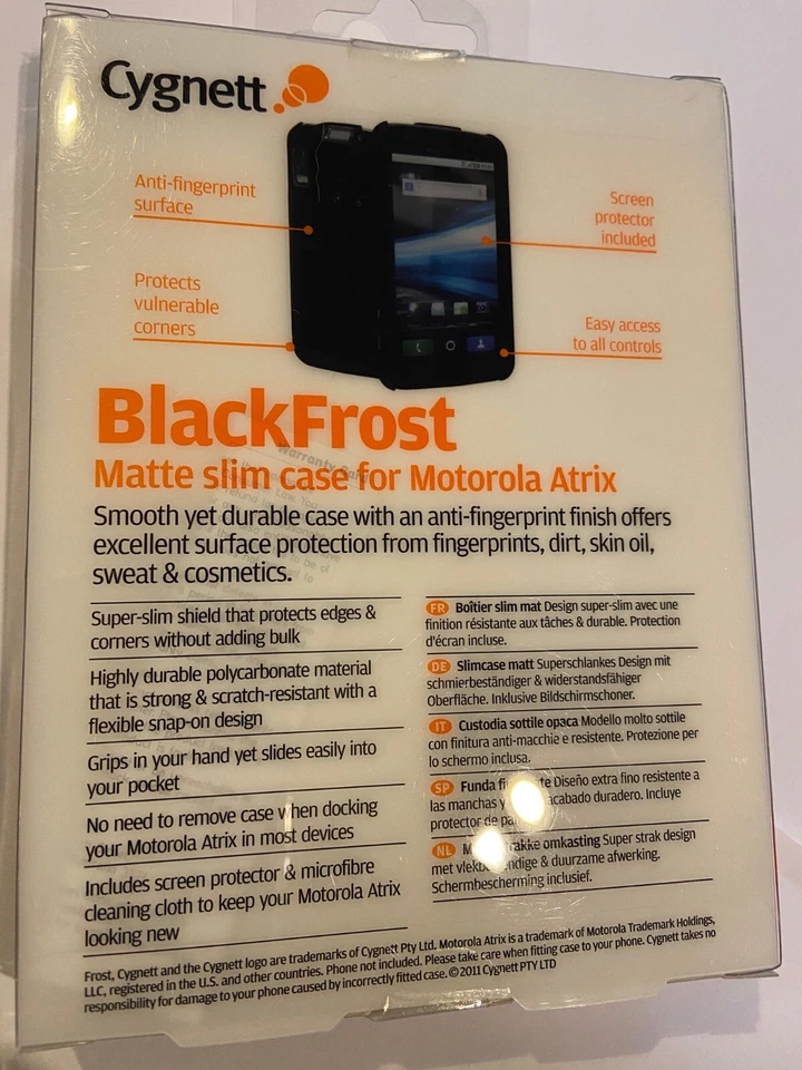 Funda delgada mate Motorola Atrix BlackFrost en negro protector de pantalla libre CY0552CMFRO Foto 2 de 2