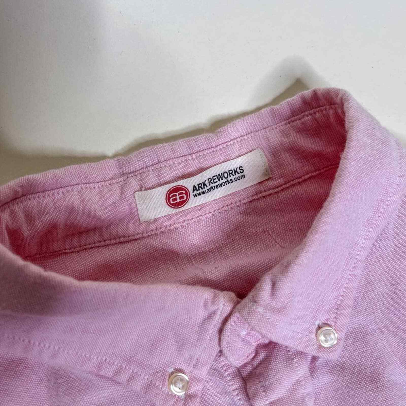 Ark Reworks Pink Button Down Cropped Oversized Sh… - image 3