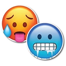 Magnet Me Up Hot and Cold Emoticon Magnet Decal, 5 Inch, 2 Piece Combo Pack