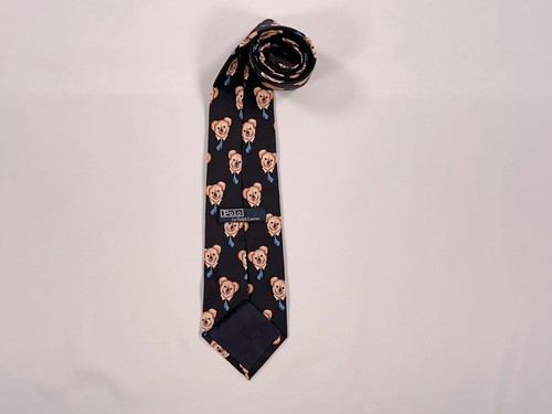 Polo by Ralph Lauren Silk Tie – Bear Print Pattern – 58" x 3.75" - Hand Made USA - Picture 3 of 7