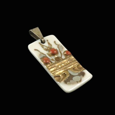 Royal Copenhagen / A. Michelsen. Porcelain and Gilded Sterling Silver Pendant.