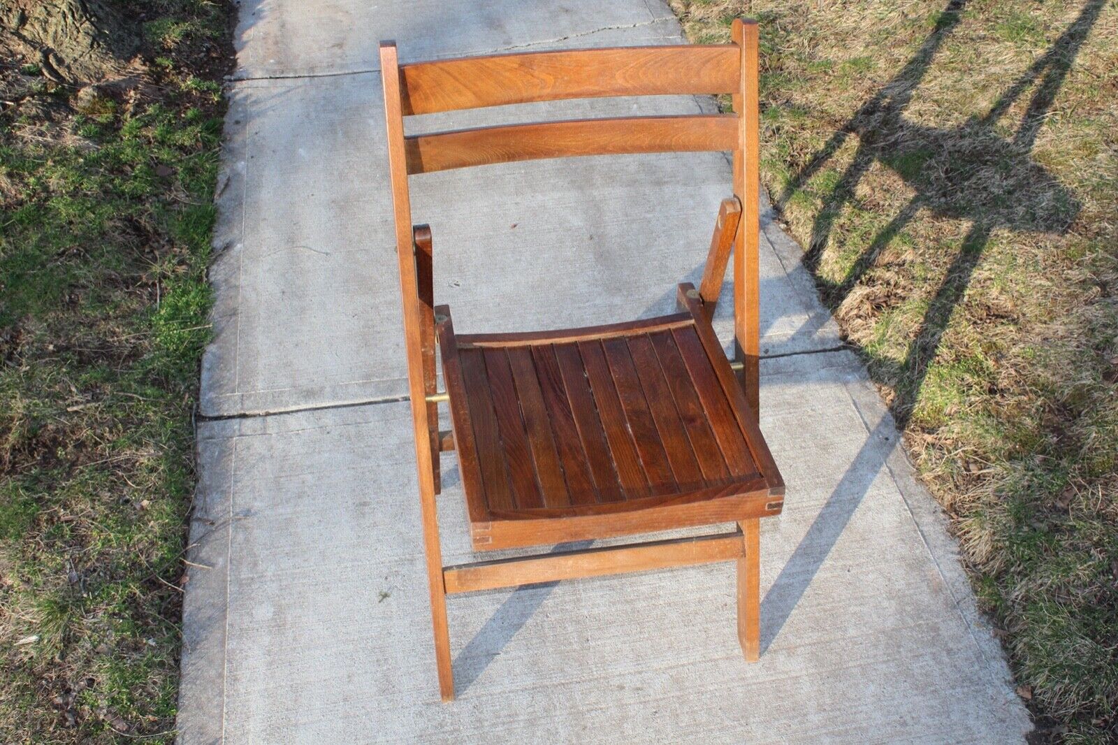 Vintage Mid Century Modern Folding Wood Slat Chair #4 Made In Romania