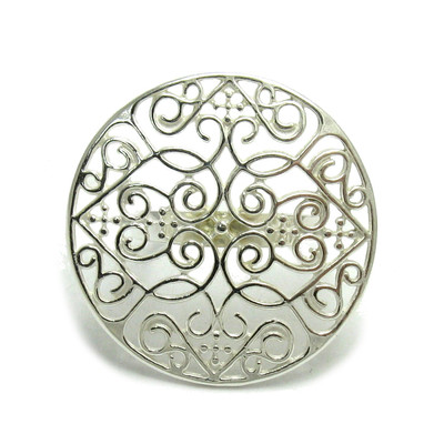 Genuine Sterling Silver Filigree Ring Punished Solid 925 Handmade
