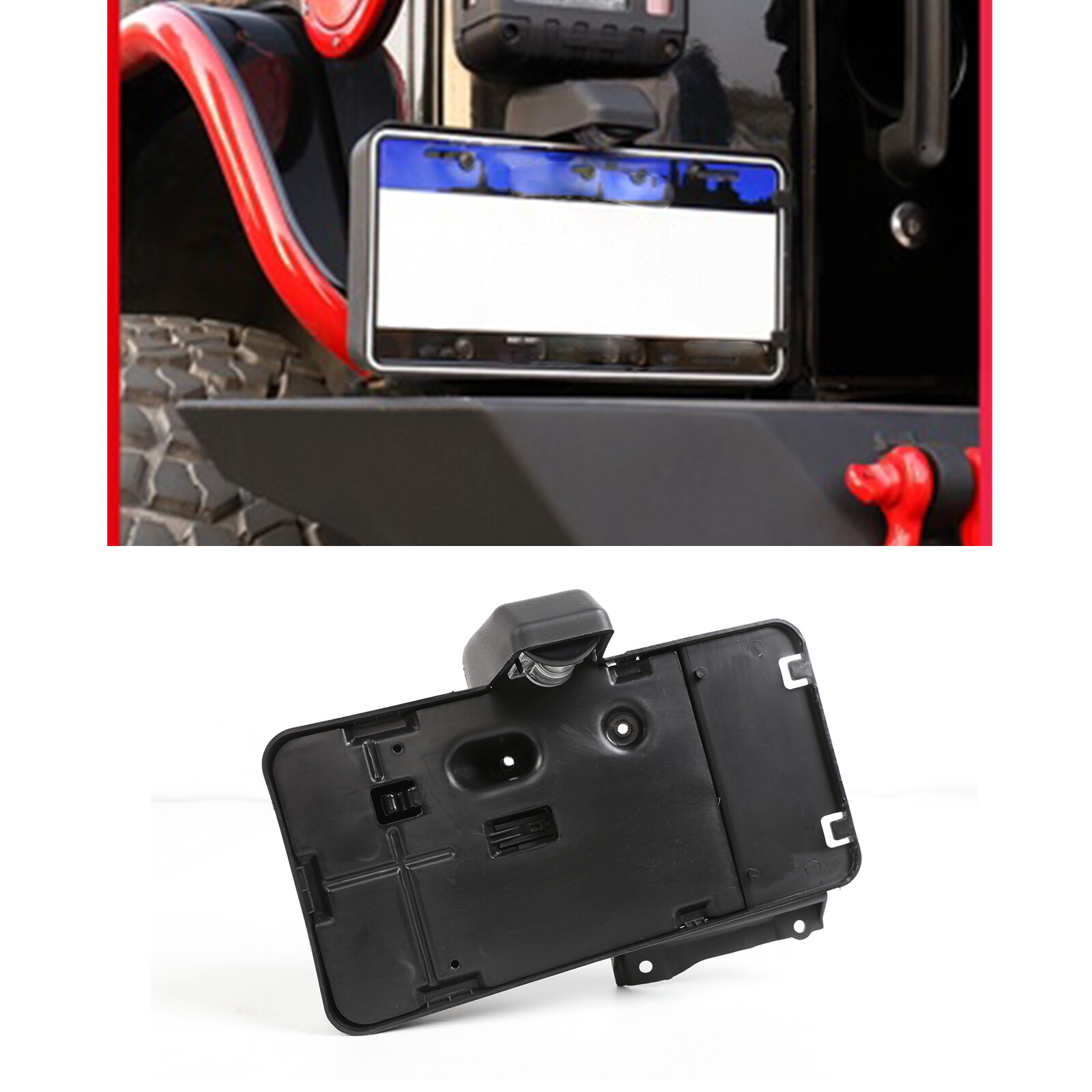 Fit Jeep Wrangler JK JKU 2007-17 Rear License Plate Holder w/ Light Tag Bracket