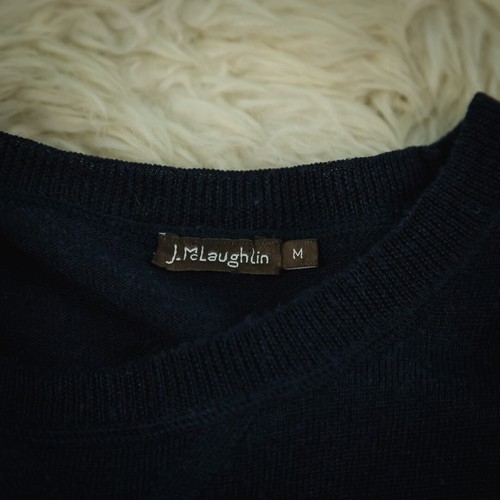 J. McLaughlin Size Medium M Blue Crew Neck Long Sleeve 100% Merino Wool Sweater - Picture 3 of 6