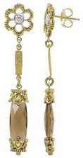 Philip Andre 18K Gold Diamond & Cinnamon Quartz Drop Dangling Earrings