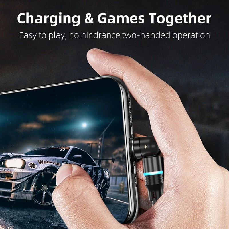 Magnetic Phone Charger Cable 360°Rotate For Micro USB/Type C/iPhone With 3 Plugs - Image 4 of 4