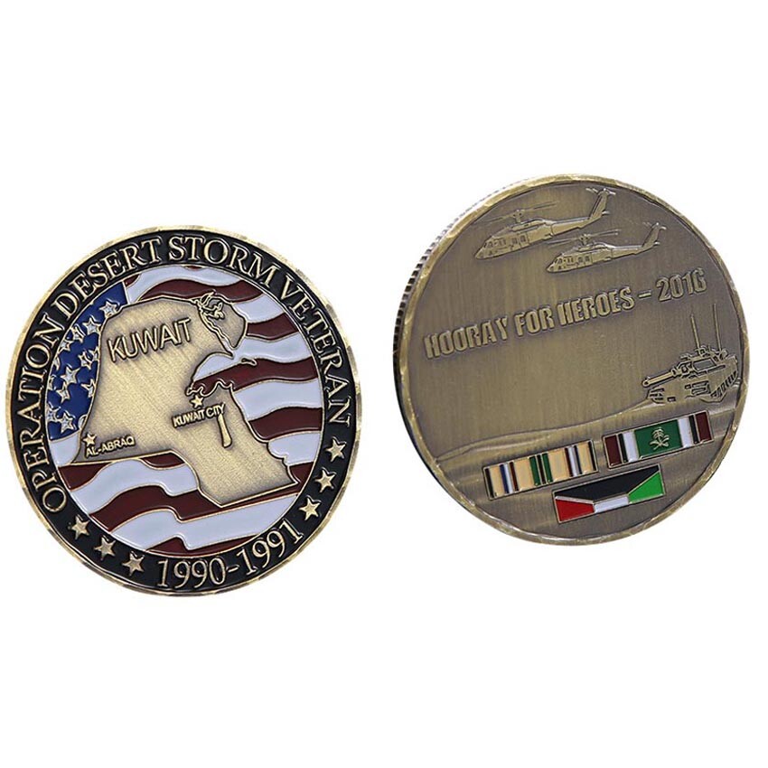 1990-1991 Operation Desert Storm Gift Challenge Coin Hooray For Heroes Veteran