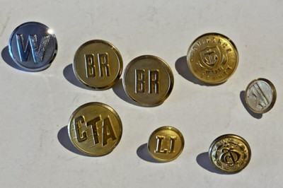 Vintage Transport Knopf Lot 8 Eisenbahn Bus Transit Knöpfe CTA BR LI