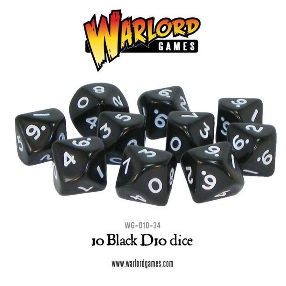 10 Black D10 - Dice - Wargaming - Warlord Games