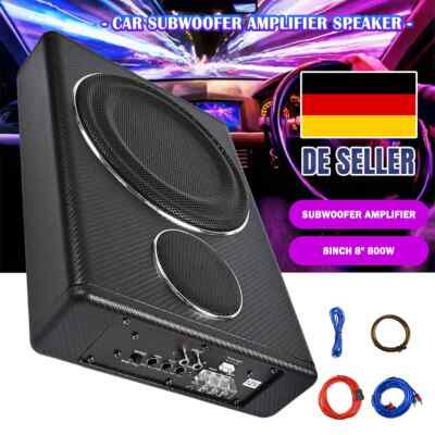 800Watt Aktiver Auto Subwoofer Untersitz Kompakt Kfz Aktiv Bassbox Mit Kabelset
