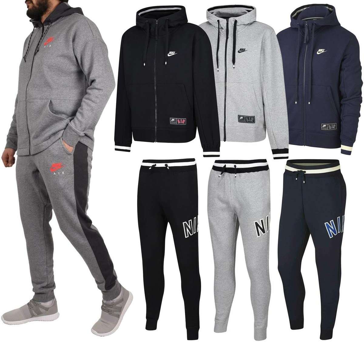 Nike Air Mens Full Tracksuit Fleece Set Zip Hoodie Joggers Sweatpants  Sportswear | eBay