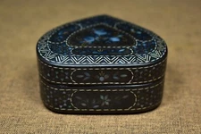 Collection Chinese Antique Vintage Lacquerware Nice Love Heart Shape Jewelry Box