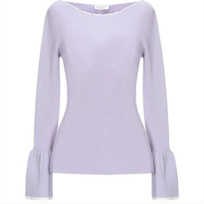 Sandro Lavender PurpleFlip Ruffle Cuff Ribbed Sweater