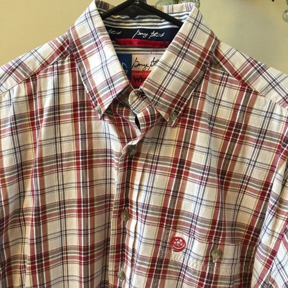 George Strait Wrangler Western Shirt Cowboy Cut Collection Noir Rouge Blanc À Carreaux À Carreaux Manches Longues Boutonné Sz XL