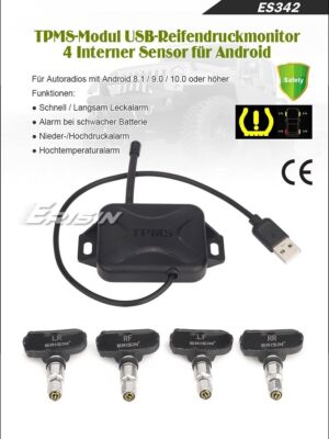 ES342 TPMS Module Reifendruck mit 4 Interner Sensors For Android 8.1+ Autoradios