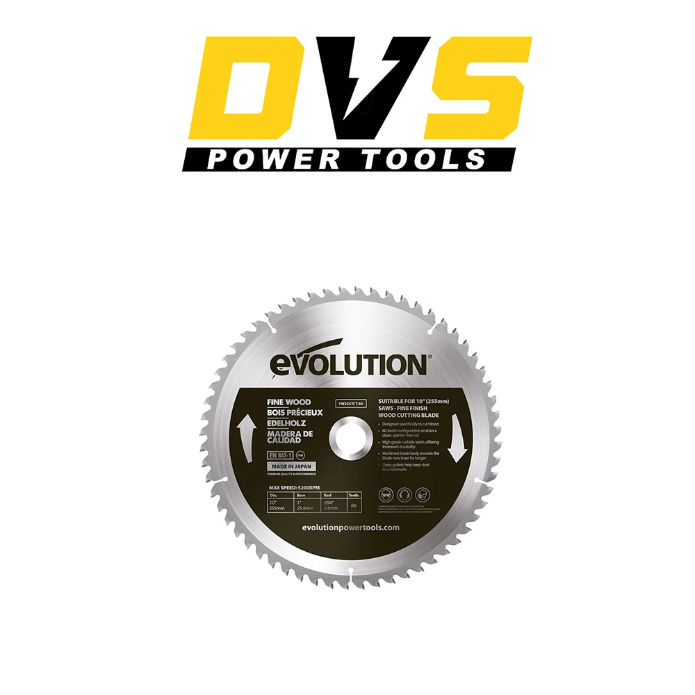 Evolution 255mm fine wood blade 60t outlet