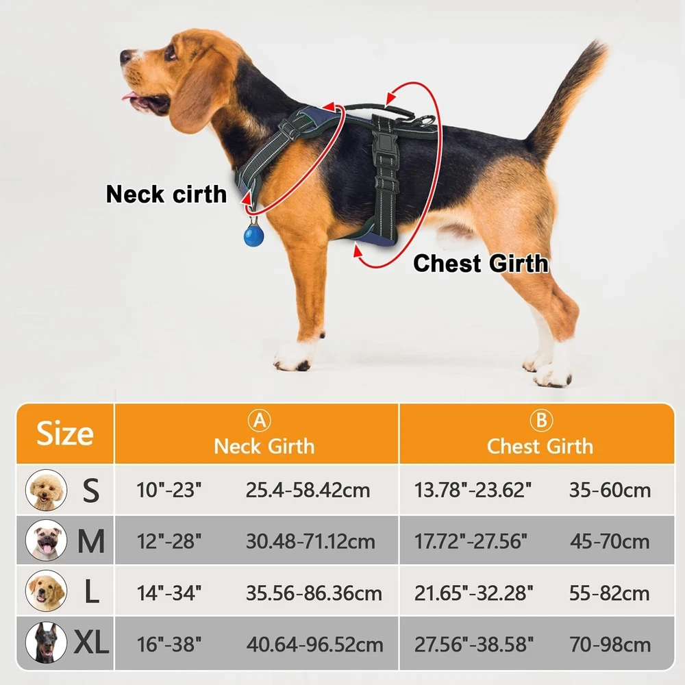Dog Harness Navy Blue No Pull Y Shaped for Medium Sized Dog, Small to Large D...
