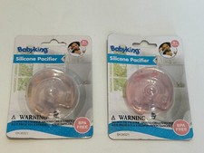 2 Babyking Silicone Pacifiers Pink 0 Months BPA Free BK38321 NEW SEALED 