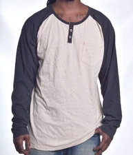 Buffalo by David Bitton Mens Black Beige Long Sleeve Tee Shirt XL $39