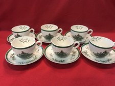 Lot Vint Spode England Christmas Tree 6 Tea Cups S3324-F 6 Saucers S3324 Coffee