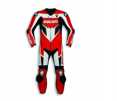 Hommes DUCATI Combinaison de Moto en Cuir Courses Moto en Cuir Veste Pantalon 50 - Photo 1/3