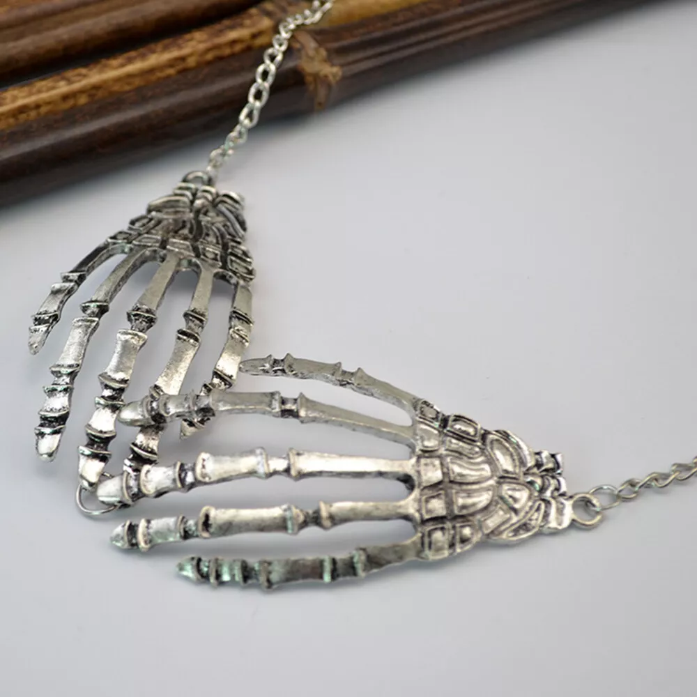 1pc hand bone necklace Skeleton Hand Necklace Skull Hand Bone Pendant
