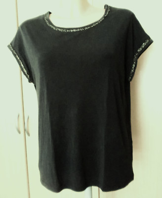 unusual ORSAY modalmix shirt size S / 36-38 black with gold eyelet pattern