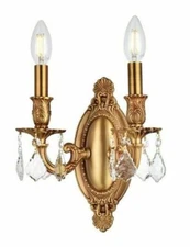 French Gold with Pendant Crystal Bathroom Dining Room Light Wall Sconce Fixture