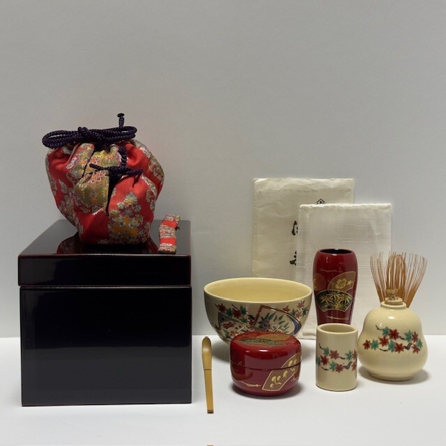 Ceremonia del té japonés Chabako conjunto práctico Tea-things laca caja de té Chanoyu