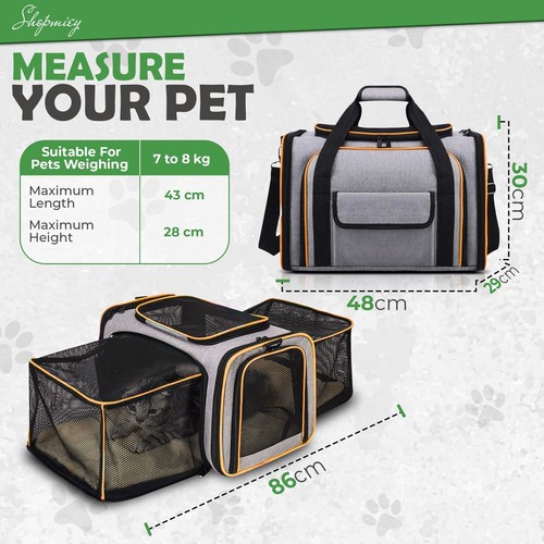 Pet Carrier Bag For Cats & Dogs, Foldable Waterproof With Removable Fleece Mat - Picture 4 of 7