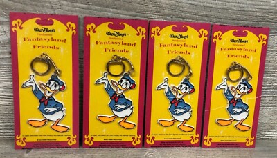 4 Vintage Walt Disney Fantasyland Friends Donald Duck Keychains Sealed Unpunched