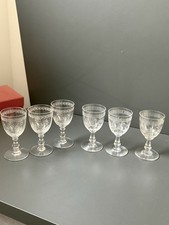6 Verres À Vin En Cristal Gravé Baccarat St Louis