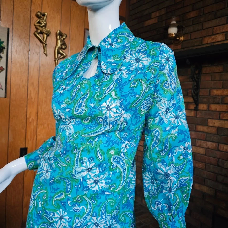 Vtg Swinging 60s Mod Psychedelic Dog Ear Mini British Invasion Go Go Dress S/M - Image 4 of 4