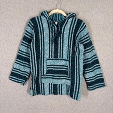 Mexican Baja Hoodie Drug Rug Small Poncho Blanket Y2K Surfer Skater Hippie