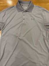 Under Armour Golf Polo HeatGear Loose Short Sleeve Striped Shirt Mens Sz Medium