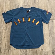 Vintage Nike Air Jordan 'Spellout Logo' Baseball Jersey Blue 1991 Rare XL