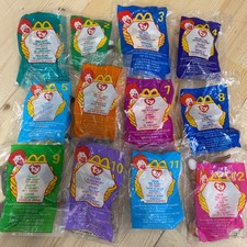 Vintage 1999 McDonald's Ty Teenie Beanie Babies Complete Set 1-12 Sealed Happy