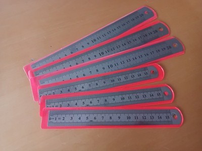 Set Stahllineale 15+20cm lang Stahlmaßstab Metall Lineal Zeichenbedarf mm inch