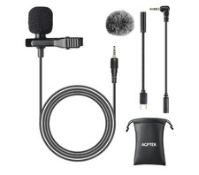 AGPTEK Lavalier Microphone, Clip-on Lapel Omnidirectional Condenser Mic