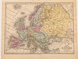 1852  EUROPE  Map ORIGINAL - AUSTRIA - PRUSSIA - Germany OLD ANTIQUE