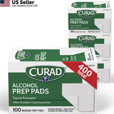 Curad Alcohol Prep Pads Medium Isopropyl Wipes Individually Wrapped 400 Count