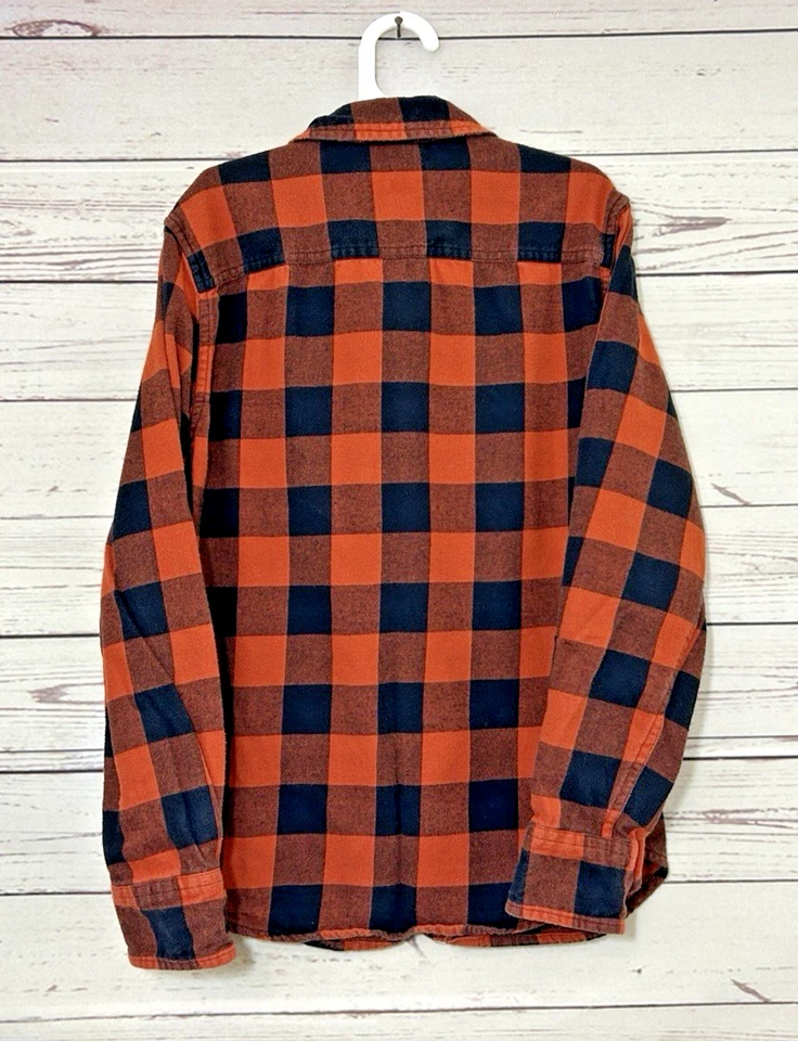 Camisa con botones Urban Pipeline para niños de franela de algodón M manga larga a cuadros Foto 3 de 4