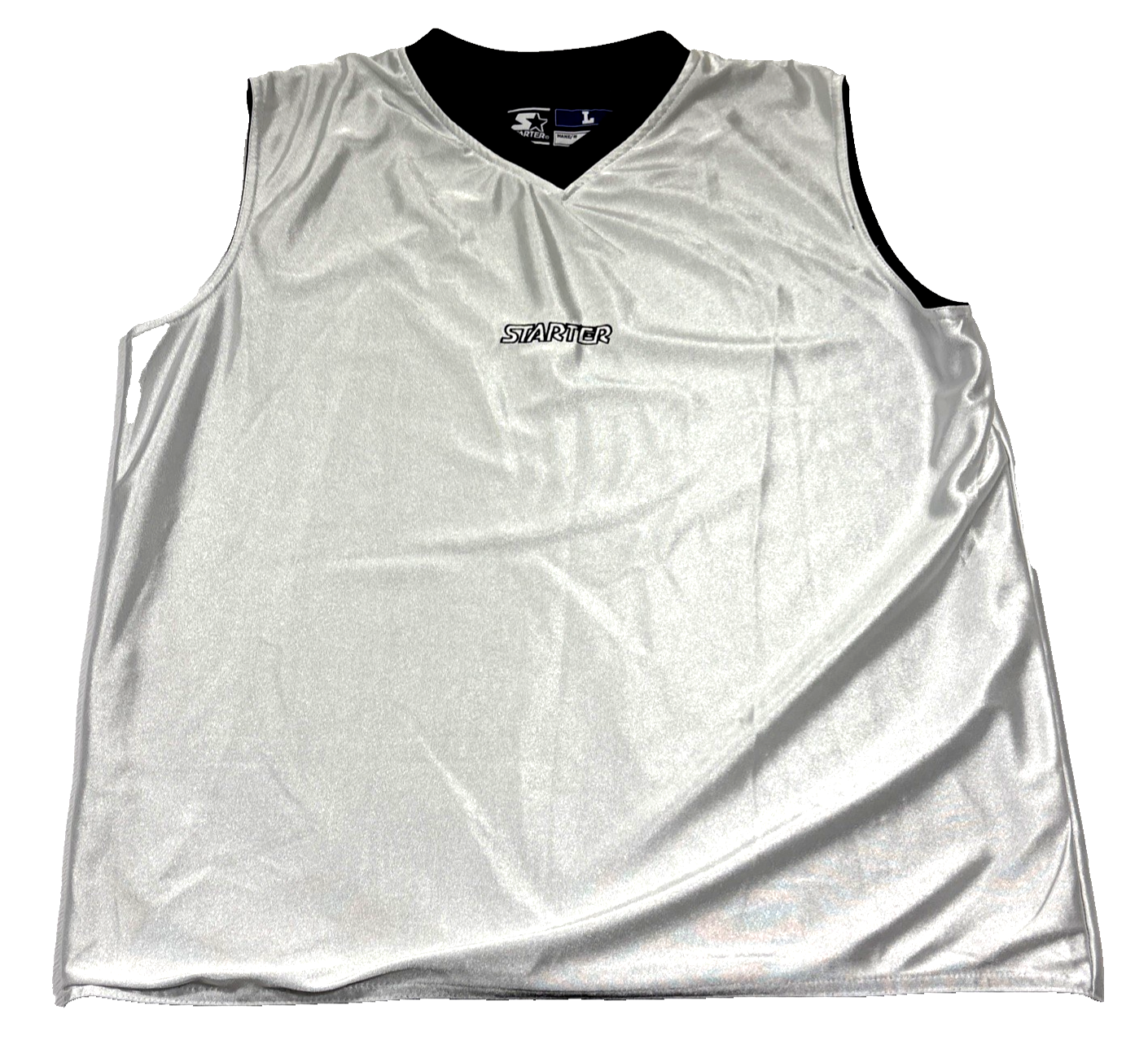 Vintage 90s Starter Reversible Dazzle Mesh Jersey Mens L White Black Sleeveless