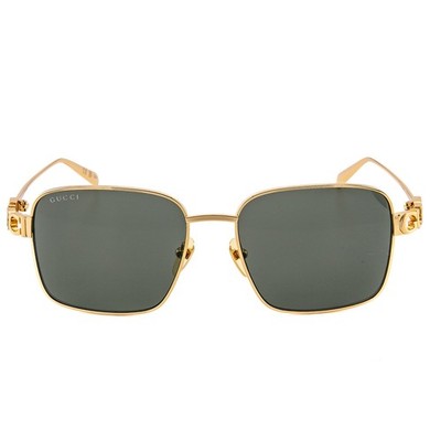 GUCCI 1937 Gg1937S Gold Gray Logo Unisex Metal Rectangle Fashion