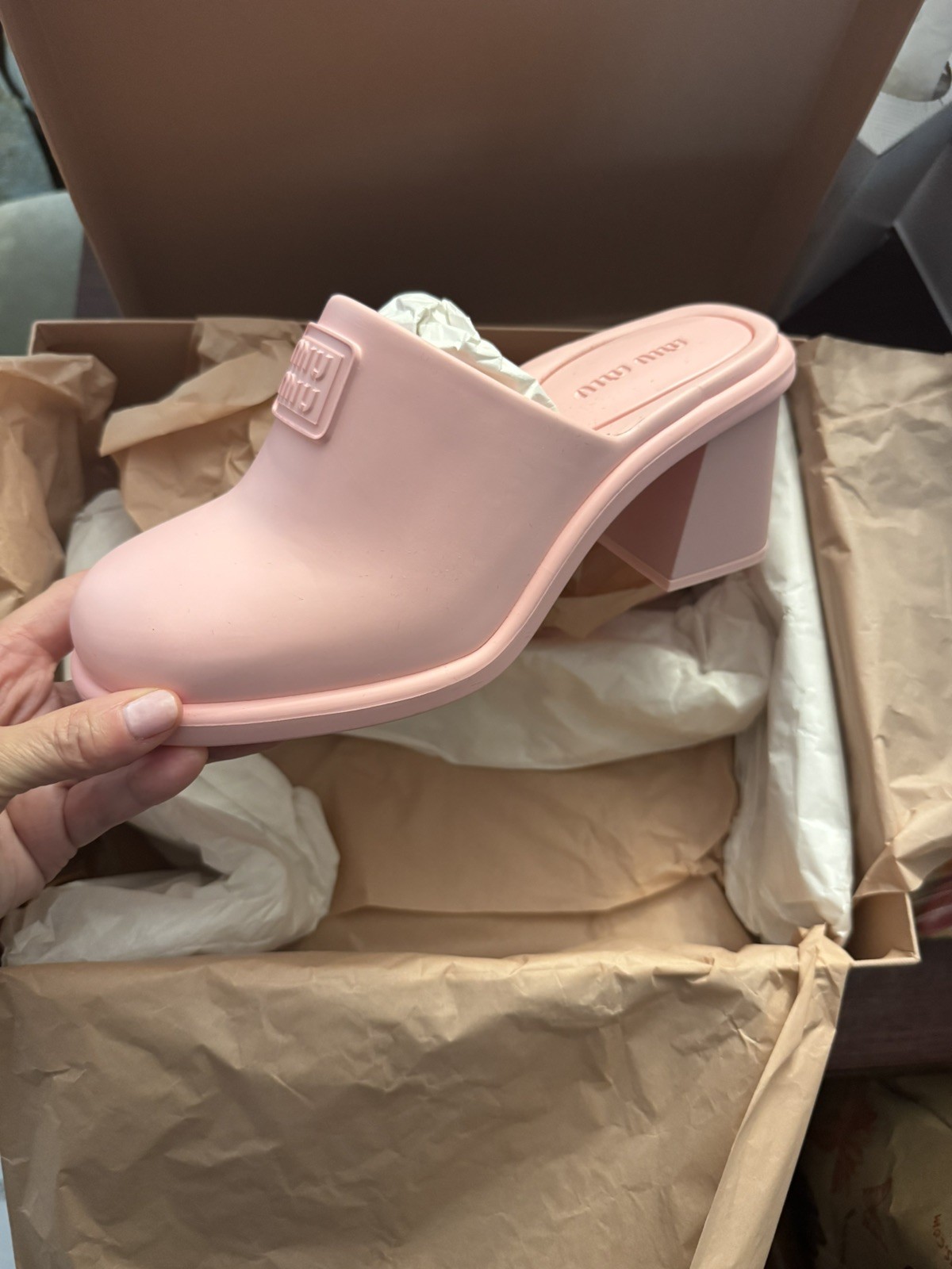 Miu Miu Size 37 Mules Clogs EVA Pink New Former RRP 490€ image 4