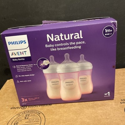 NEW! Avent Philips 3pk NATURAL Baby Bottle 9 oz (1m+) & FREE SHIP!
